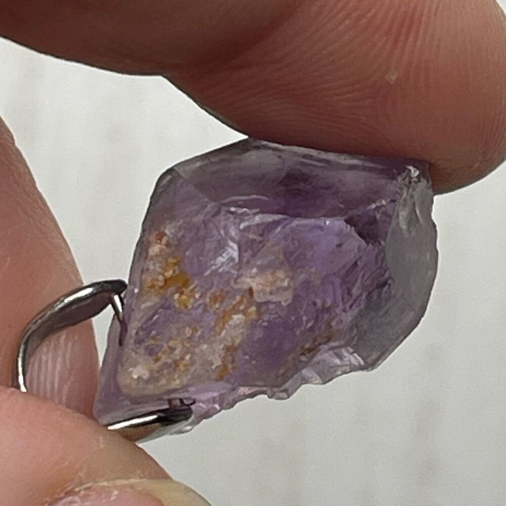 Raw amethyst pendant necklace adjustable healing crystal stone purple